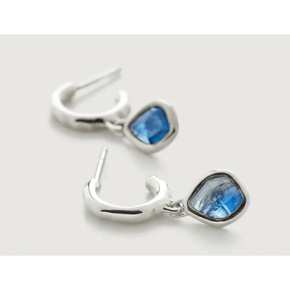Monica Vinader Sterling Silver Siren Mini Kyanite Nugget Huggie Earrings, NWT - Picture 1 of 16